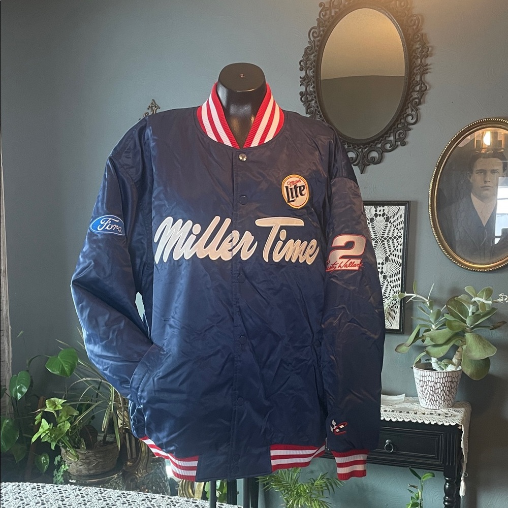 Chase Authentics Navy Blue Bomber Jacket with Red Accents